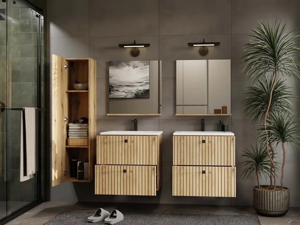 Závěsná koupelnová skříňka Ryfo 31 cm dub evoke