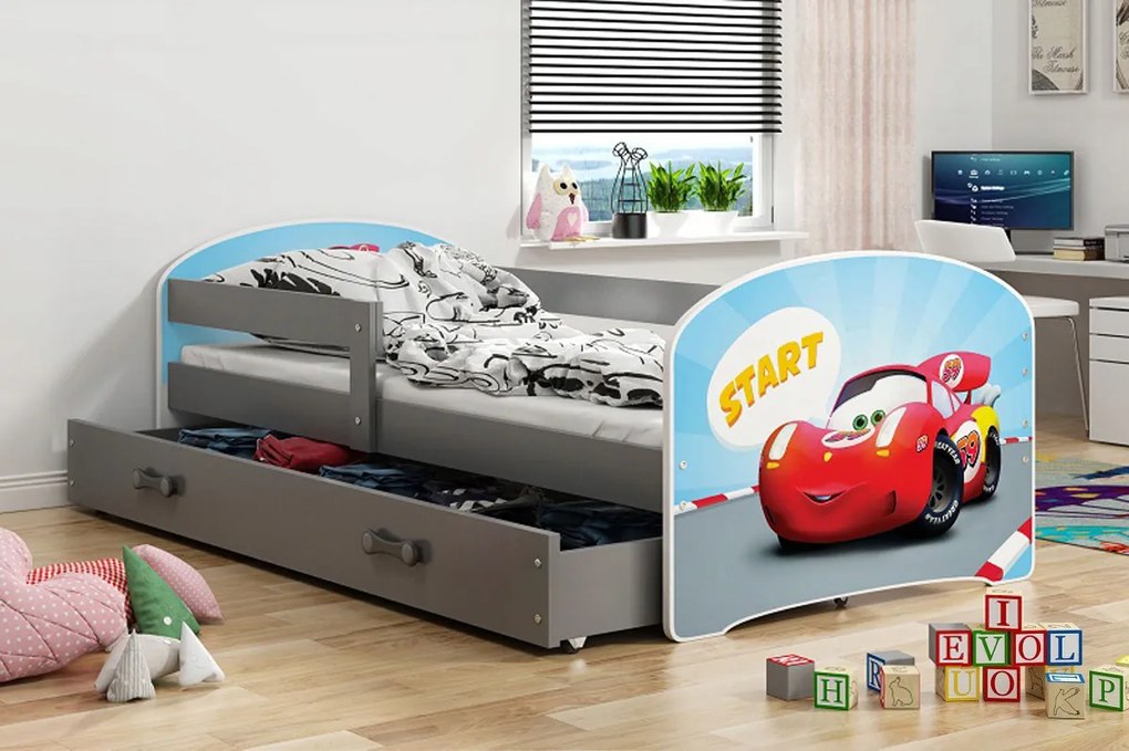 BMS Group LUKI Jednolôžková detská posteľ 160 x 80cm grafit Cars