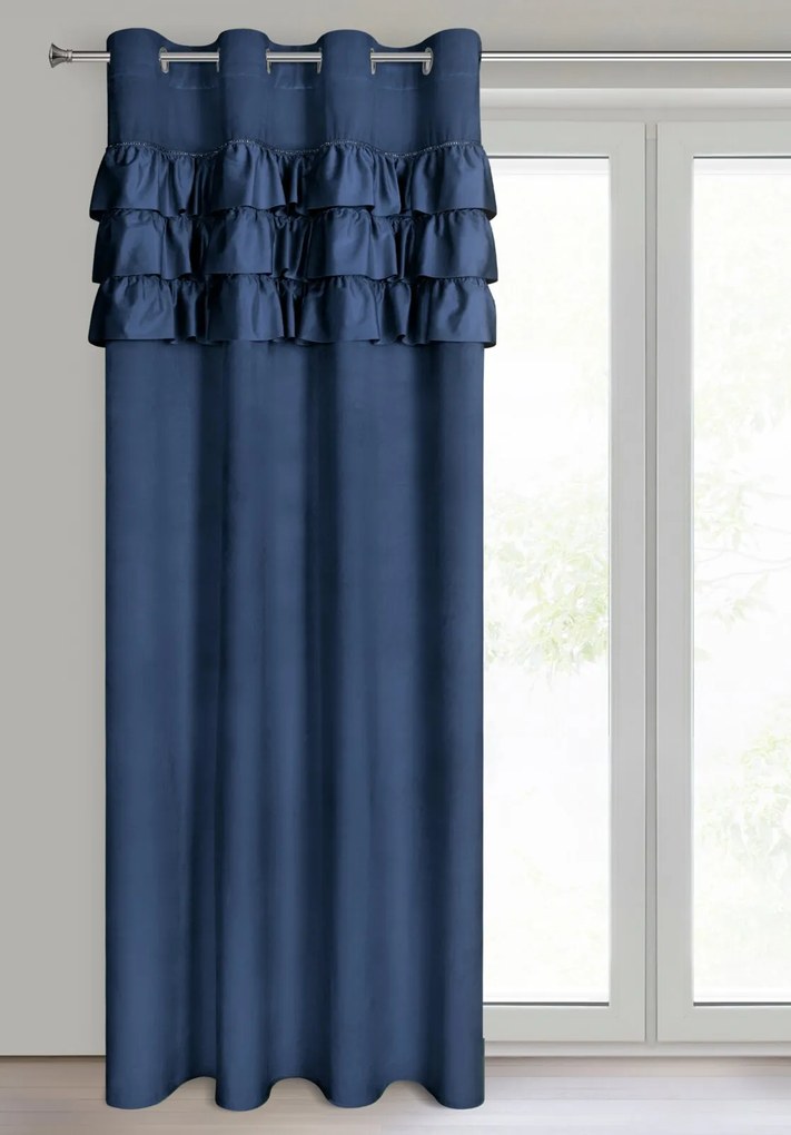 ZATEMŇOVACÍ ZÁVES NA KRÚŽKOCH SAMI 140X250 CM TMAVOMODRÁ