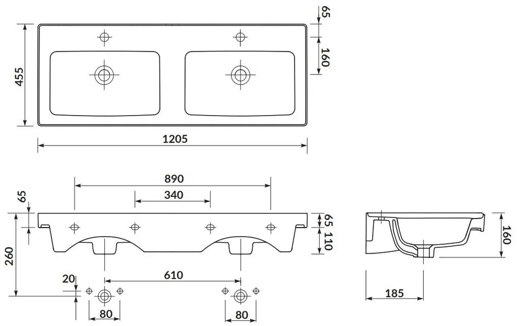Cersanit Crea, SET B284 skrinka s umývadlom 120 cm, biela lesklá, S801-323