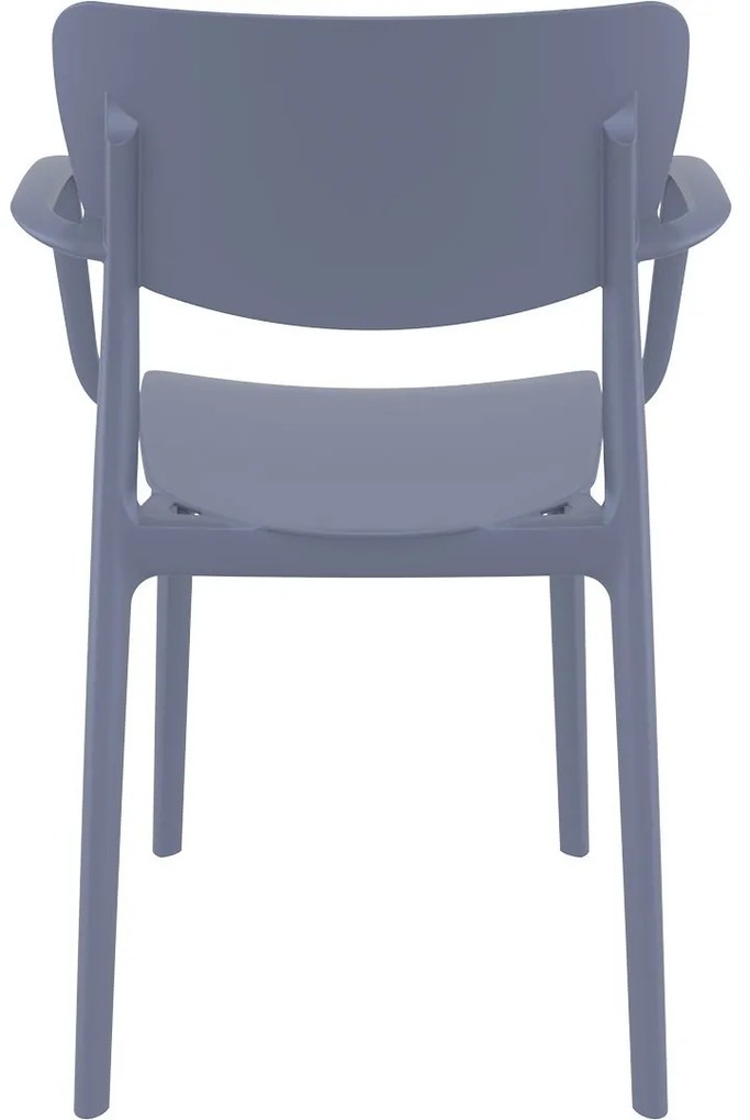 LISA záhradná stolička s podrúčkami dark grey