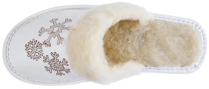 Dámske biele zateplené šľapky VLOČKY veľ. 38