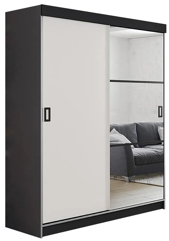 Skriňa Retro 138 5L grafit/ Dvierka biely