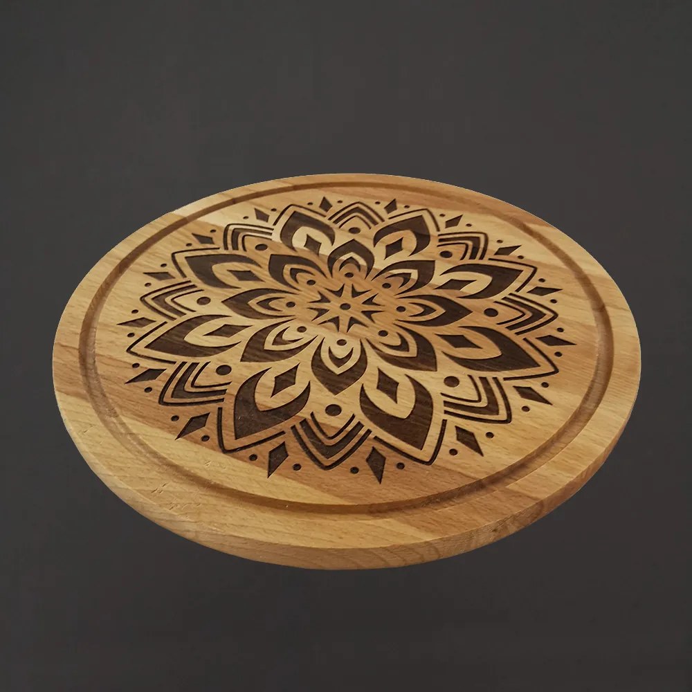 AMADEA Drevená servírovacia doska - podnos mandala, masívne drevo, 30 cm