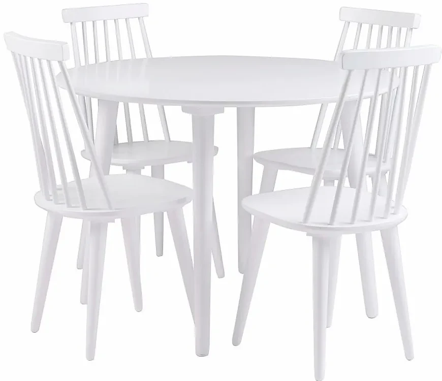 Biely jedálenský stôl z dreva kaučukovníka Rowico Lotte, ⌀ 106 cm