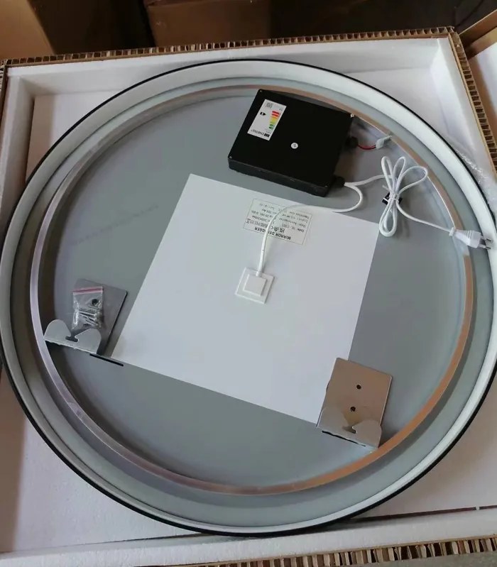 Erga Olivia, okrúhle LED zrkadlo 70cm, čierny kovový rám, 1610 lm, 6500K, predné osvetlenie, ERG-V01-202-7070-BK