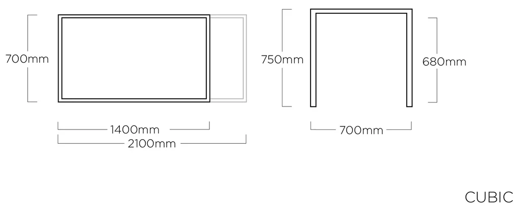 HPL rozťahovací stôl antracit 140/210x70 cm
