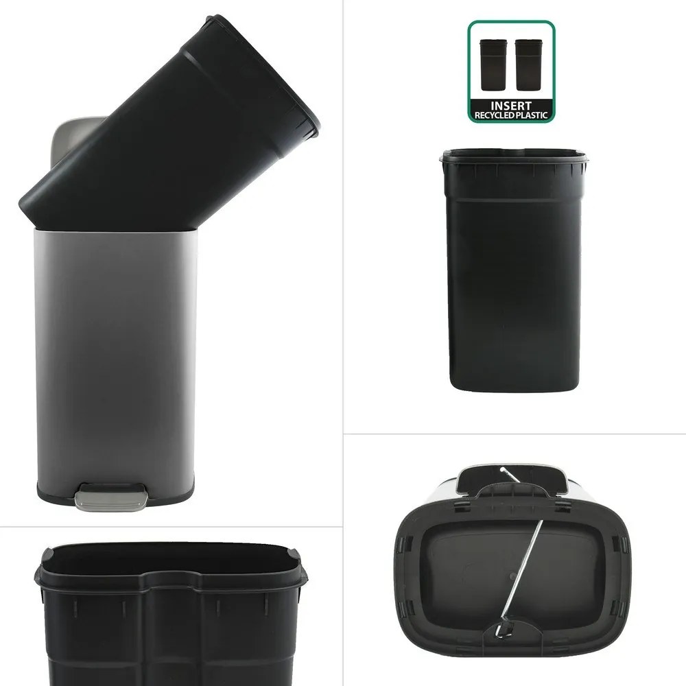 Tmavosivý nášľapný oceľový odpadkový kôš 50 l Akira – Spirella