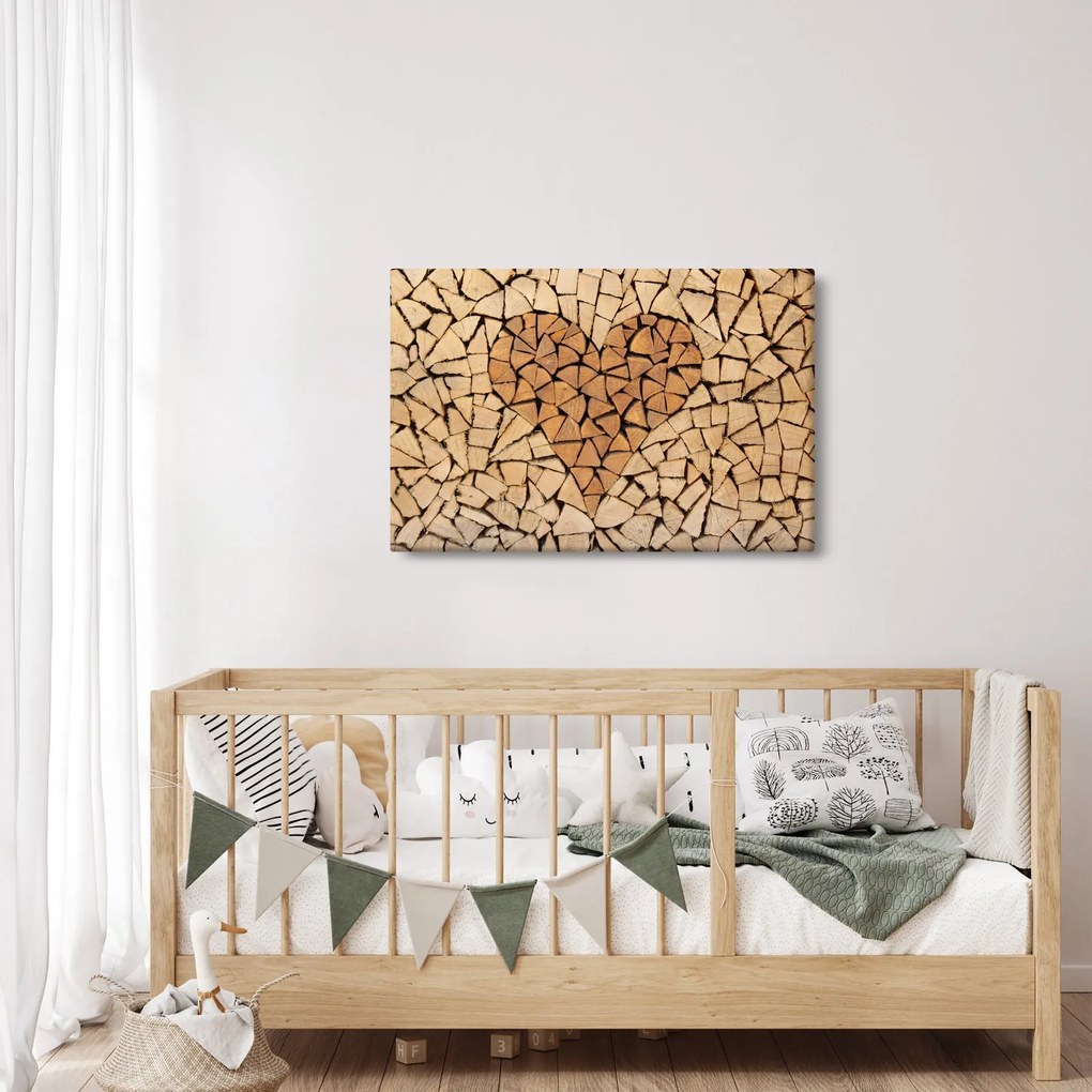 Obraz - Srdce z dreva (90x60 cm)