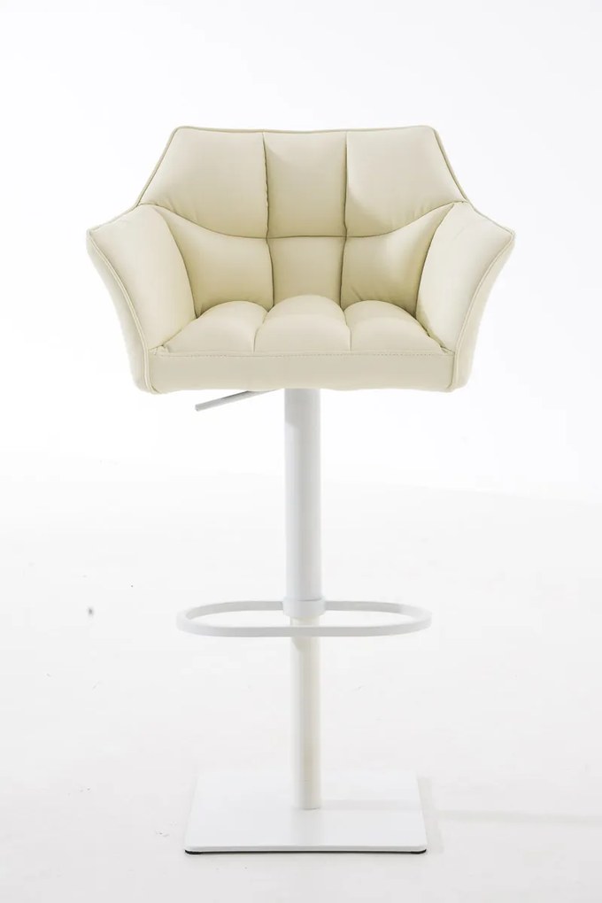 Barová stolička Damas W1 - koženka, biely rám - Krémová