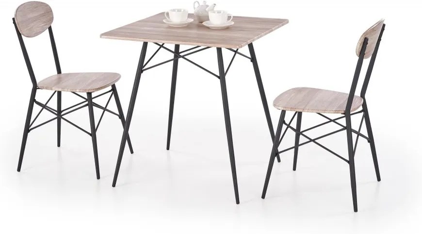 Jedálenský set Kabir štvorec dub san remo stôl + 2 stoličky Halmar