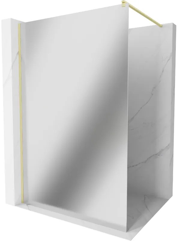Mexen Kioto, sprchová zástena Walk-In 110 x 200 cm, 8mm sklo vzor zrkadlo, zlatý matný profil, 800-110-101-55-50