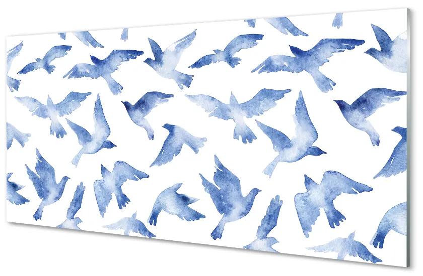 Nástenný panel  maľované vtáky 140x70 cm