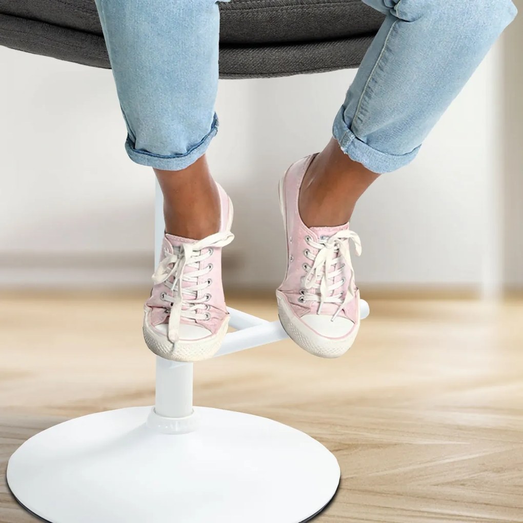 Barová stolička Damar - látka, biely rám - tmavošedá