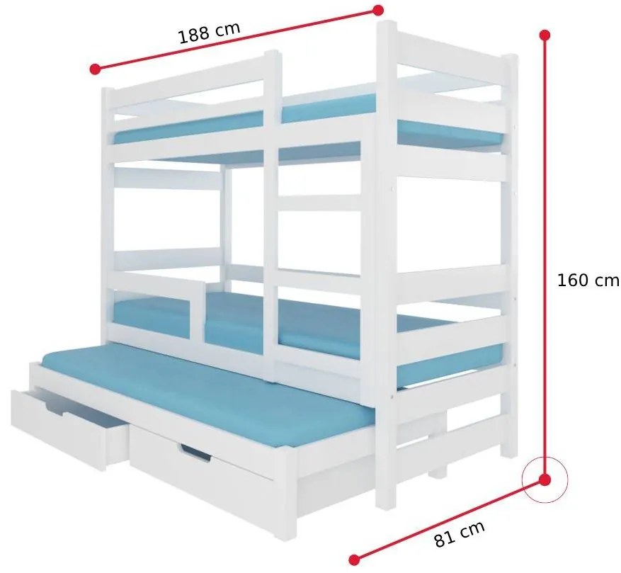 Detská poschodová posteľ MARLOT - biela