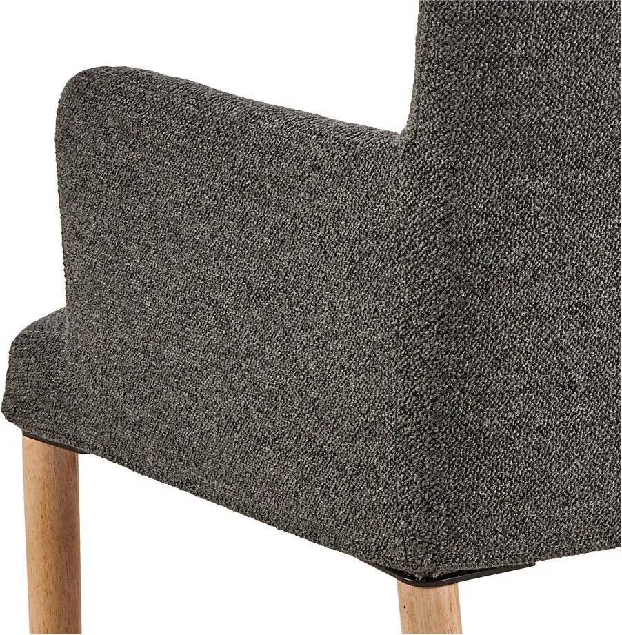 Sivé čalúnené jedálenské kreslo s podrúčkami Zoe – Actona