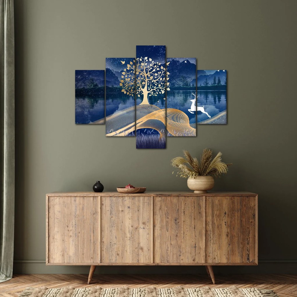 Obraz jeleňov pri splne (150x105 cm)