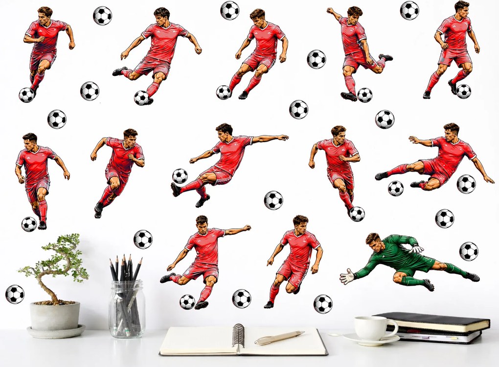 Sada futbalistov, farba podľa želania futbalové nálepky na stenu list 75 x 74 cm