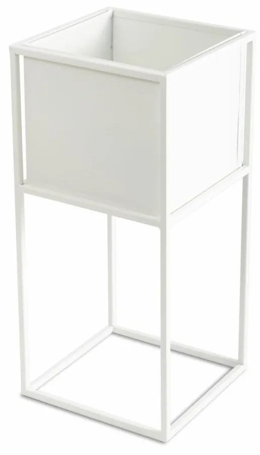 KOVOVÝ KVETINÁČ SO STOJANOM PLAIN 50X24 CM BIELA
