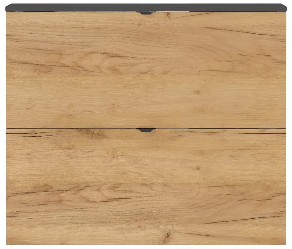 Výklopná závesná skrinka na topánky v dekore duba v antracitovo-prírodnej farbe 100x85x19 cm Renell – Germania