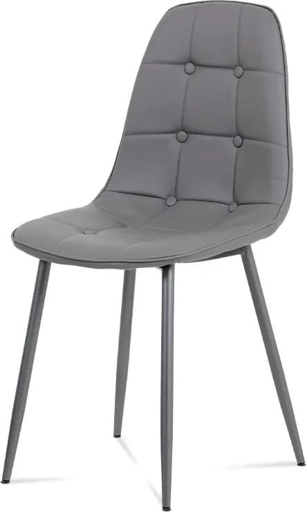 jedálenská stolička lakované kovové nohy/ sedák ekokoža šedá