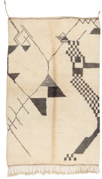 Ručne tkaný vlnený koberec BERBER MR1801 Beni Mrirt berber Boho, béžový / sivý