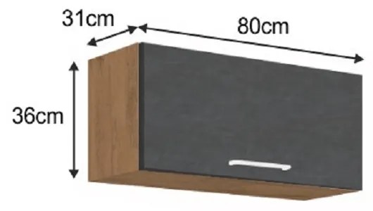 Horná kuchynská skrinka 80 GU-36 1F Velaga (sivá matná + dub lancelot). Vlastná spoľahlivá doprava až k Vám domov. 1015868