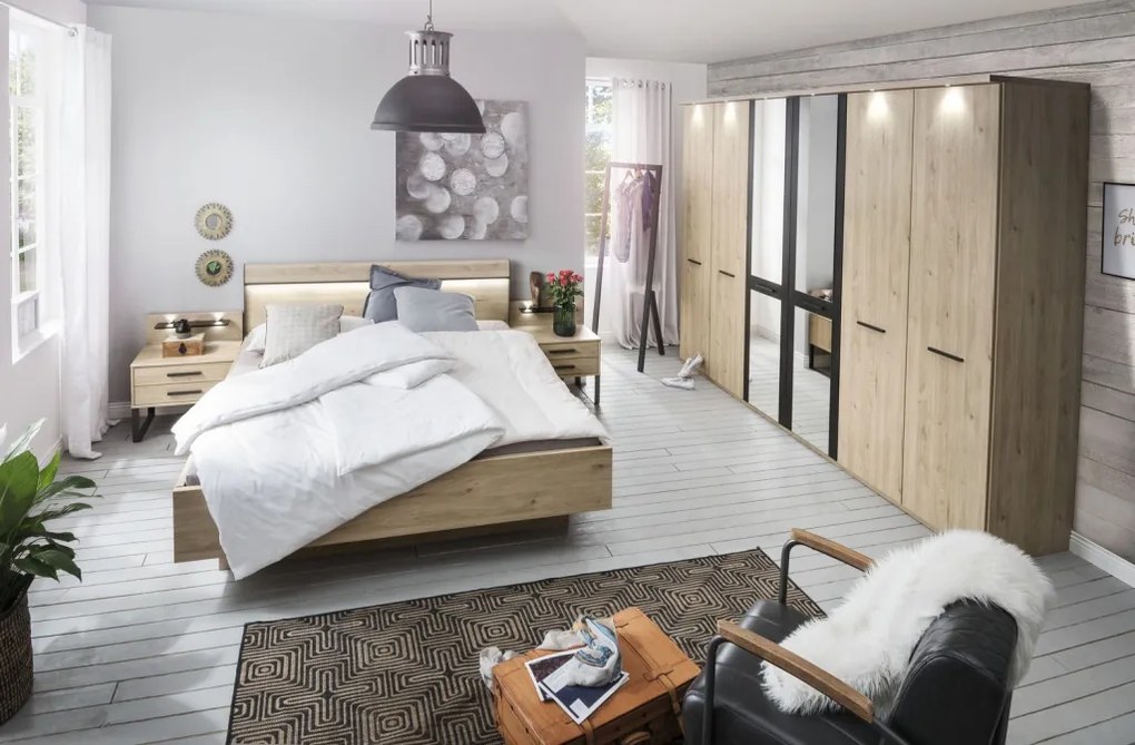 Set nočných stolíkov (2 ks) Brüssel, kamenný dub/šedá