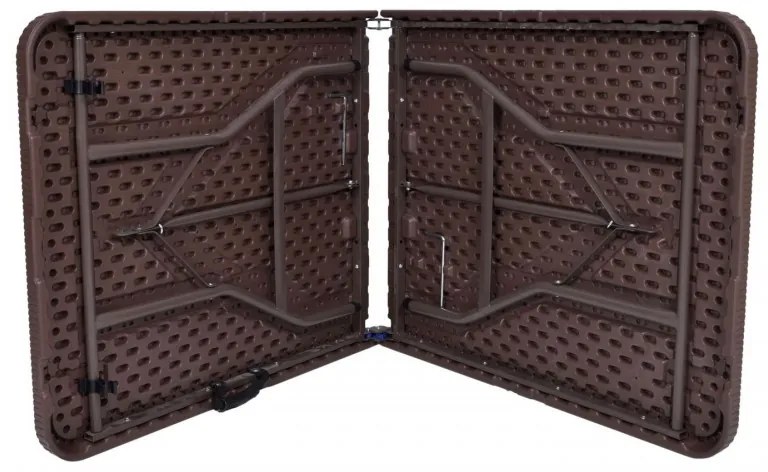 Cateringový skladací ratanový stôl 180x75x73,5 cm – hnedý