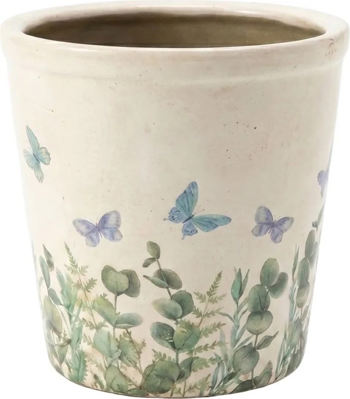 Dekoratívny obal na kvetináč Butterflies Home L - Ø 17*16 cm