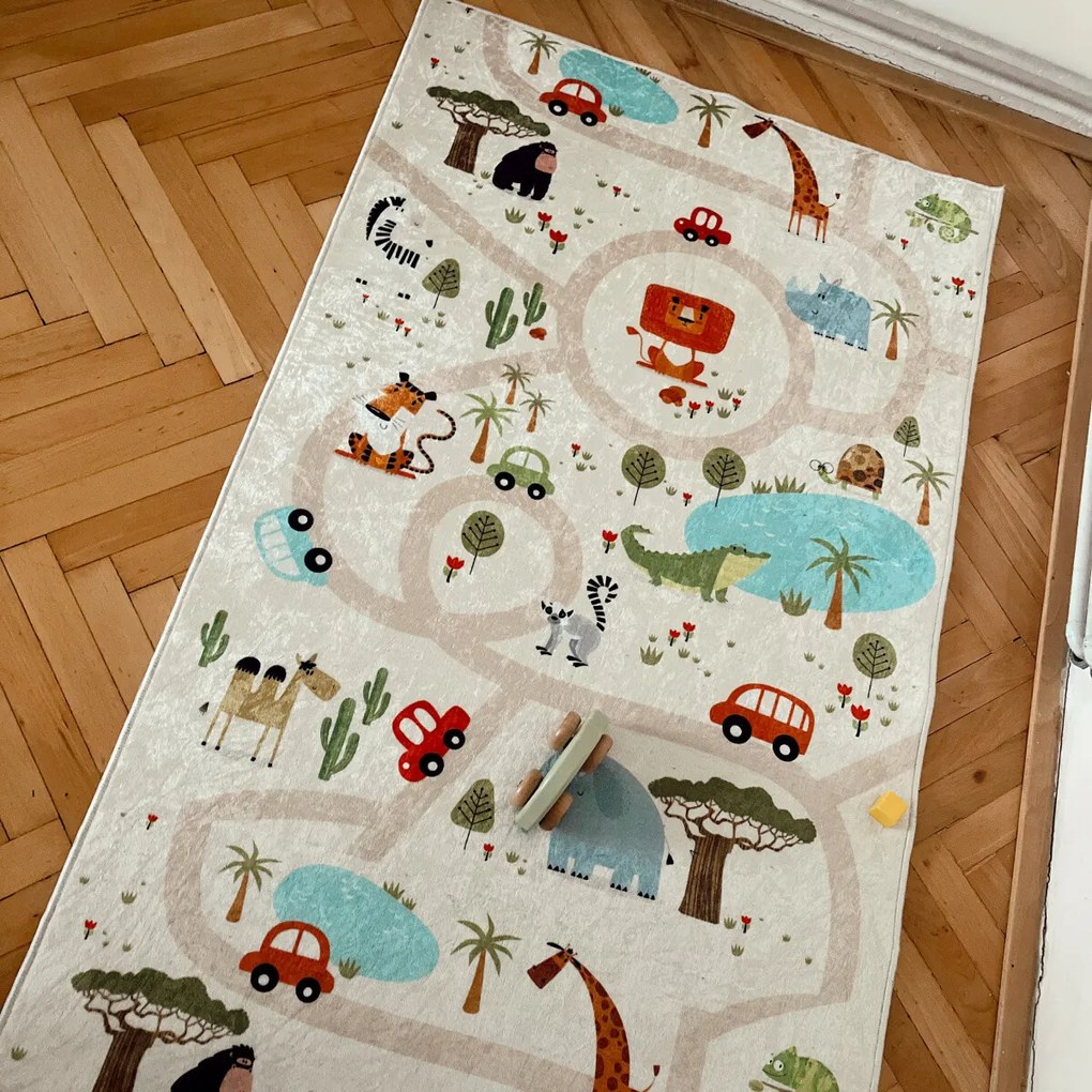 Dywany Łuszczów, Detský kusový koberec Bambino 1165 Zoo, 80x150, viacfarebná, detská izba