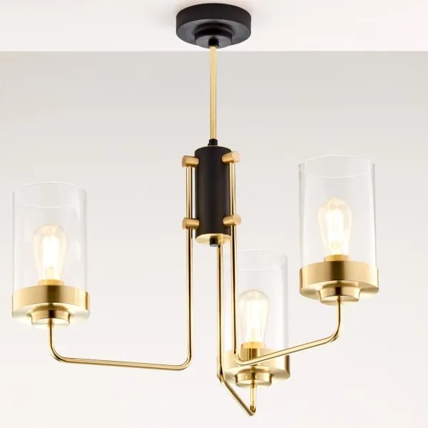 Jupiter 2087 - Luster na tyči RAMIREZ 3xE27/15W/230V zlatá/čierna