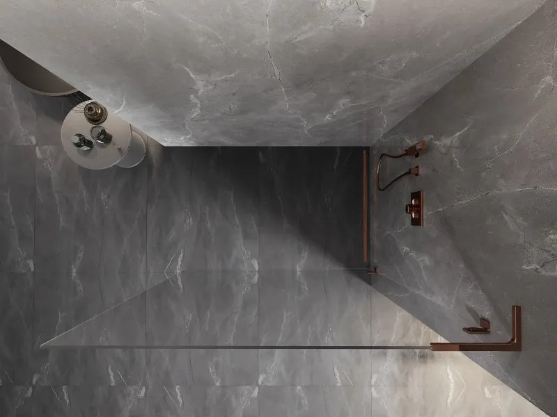 Mexen, Mexen Lunar L sprchová stena pravá 70 x 200 cm, priehľadná 8 mm, ružové zlato - 830L-070-000-60-00-P