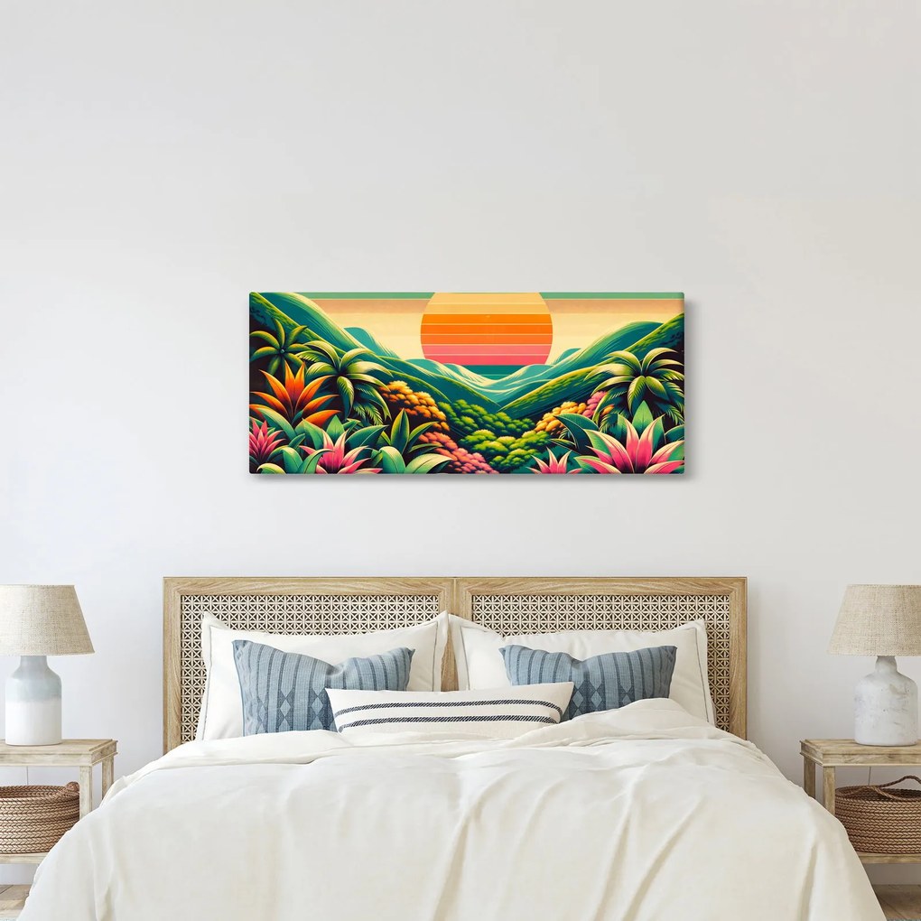 Obraz - Pestrofarebný západ slnka (120x50 cm)