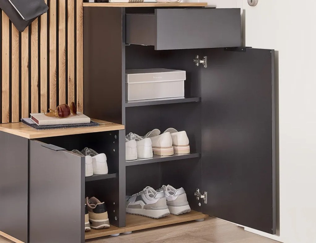 Predsieňová stena Simple, dub artisan/antracit