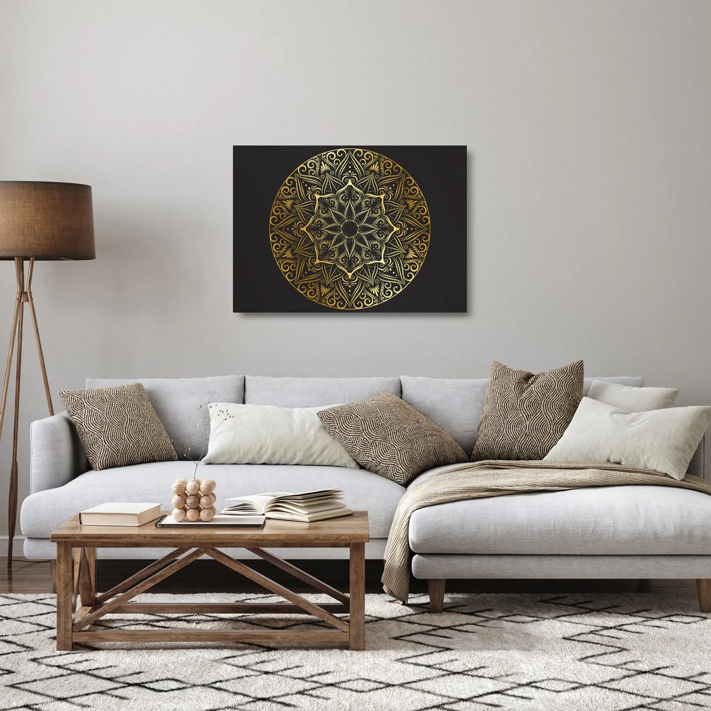 Sklenený obraz zlaté abstrakcie (70x50 cm)