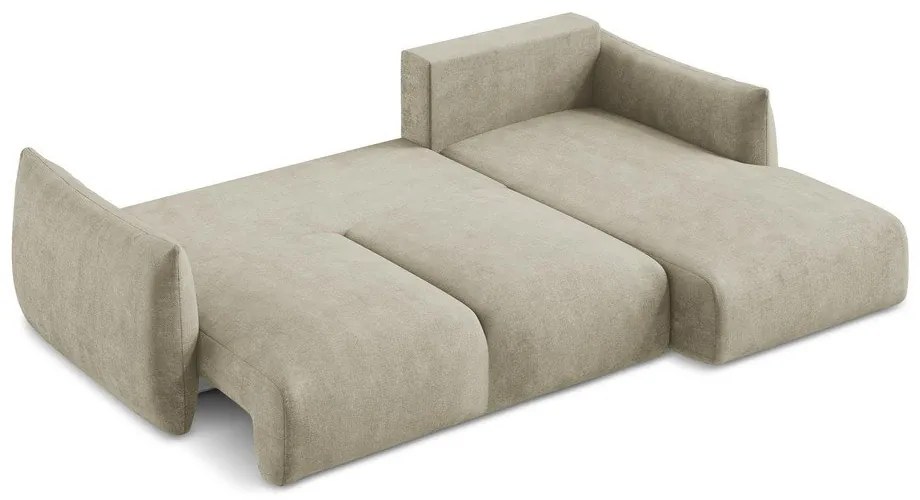 Béžová ženilková rozkladacia rohová pohovka (pravý roh/s leňoškou) Leila – Makamii