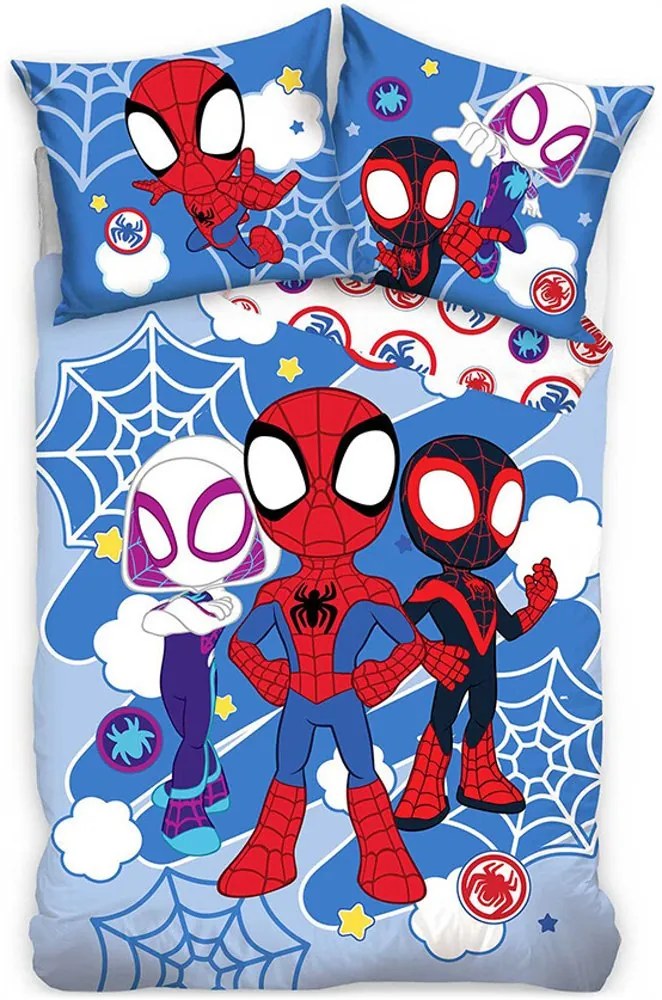 Mikroplyšové posteľné obliečky Spidey a jeho úžasní priatelia - 70 x 90 cm + 140 x 200 cm, zipsové zapínanie