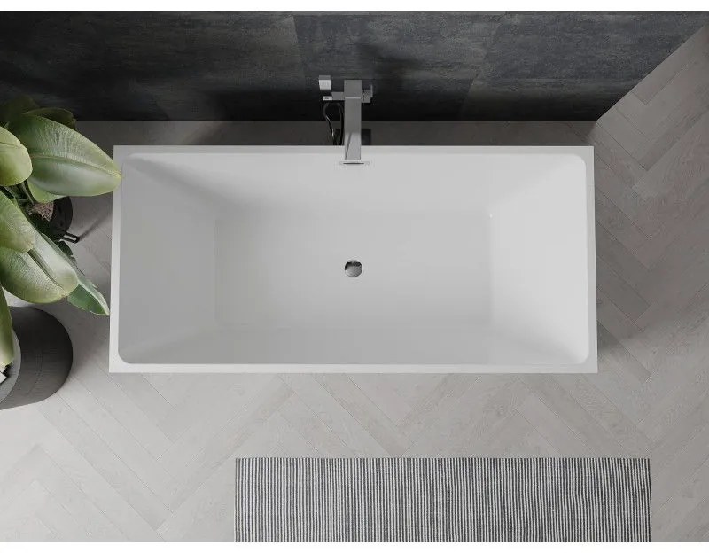 Mexen Nita, voľne stojaca vaňa 170 x 80 cm, biela-čierna, chrómový prepad, 52091708075-01