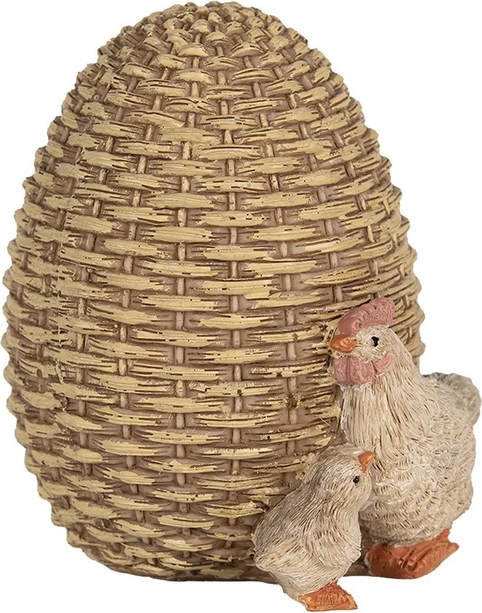 Dekorácia hnedé vajíčko so sliepočkou - 9*8*10 cm