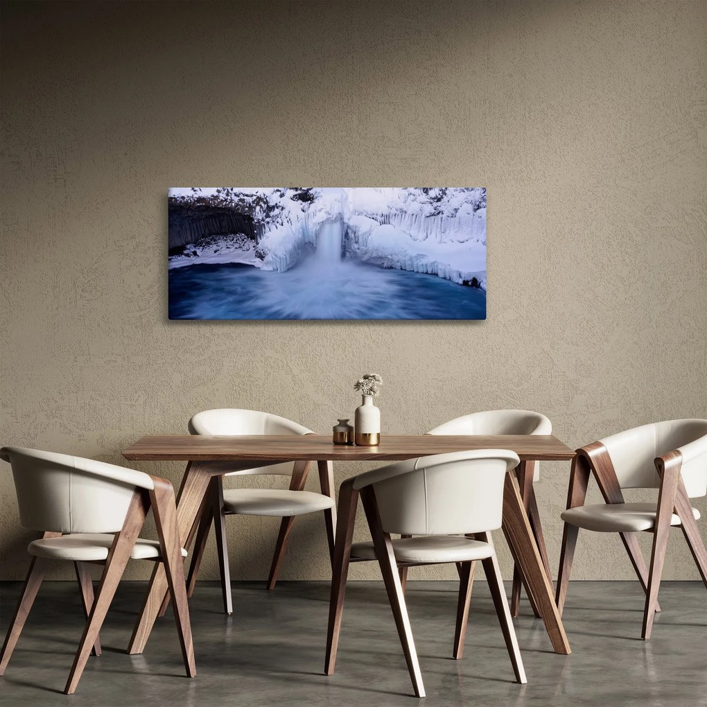 Obraz vodopádu v zime (120x50 cm)