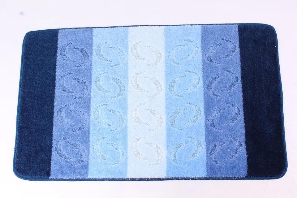 koberec do kúpeľne (60x100 cm) - vzorovaný-modrý