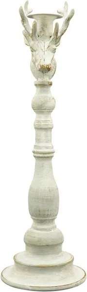 Šedý antik kovový svietnik ArtFerro s jeleňom - 13,5*13,5*43cm