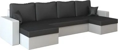 Rohová rozkladacia sedacia súprava z eko-kože RUMBA Čierna/svetlo šedá