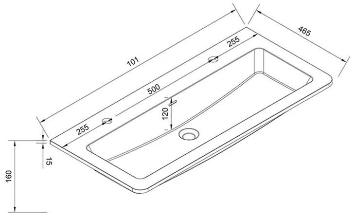 Mereo Mereo, Siena, kúpeľňová skrinka s umývadlom z liateho mramoru 101 cm, pre 2 batérie, MER-CN432M2