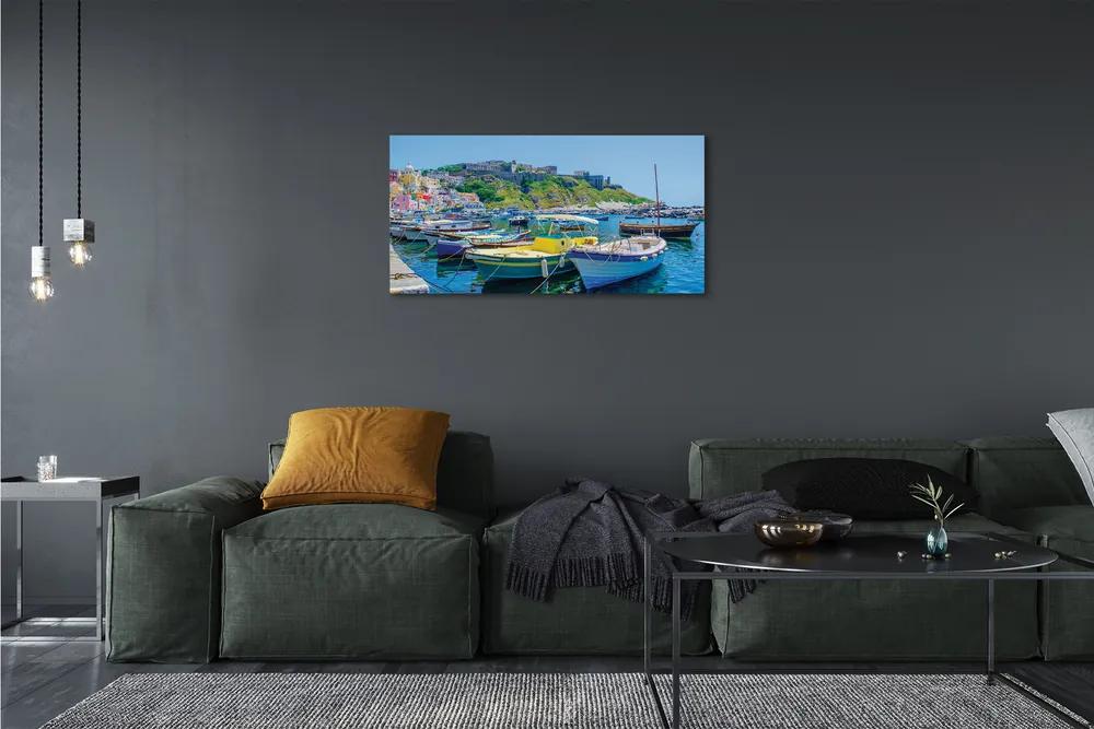 Obraz canvas Hory morské lode 140x70 cm