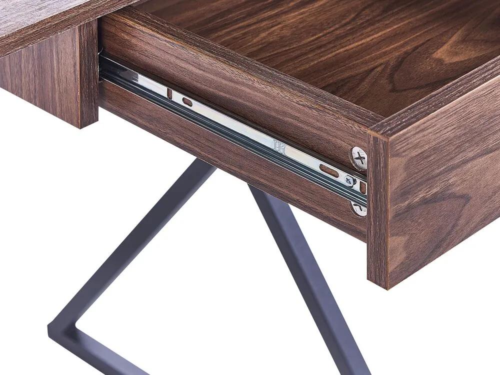 Písací stôl so zásuvkou 120 x 54 cm tmavé drevo/čierna NOXON Beliani