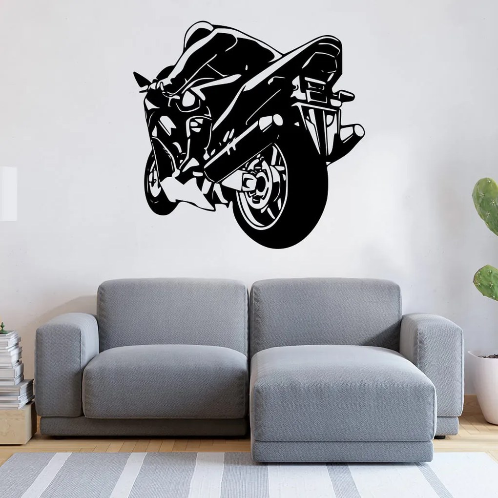 Veselá Stena Samolepka Športová motorka Farba: žlutá, Veľkosť: 60 x 59 cm