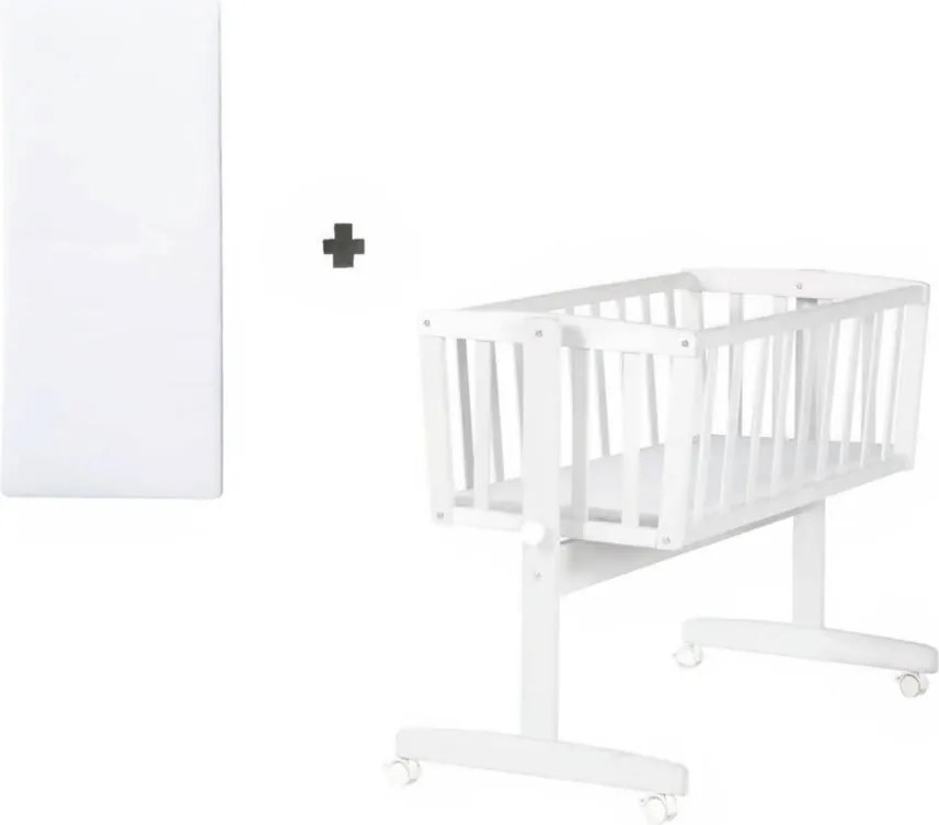 Biela kolíska na kolieskach 40x90 cm – Roba