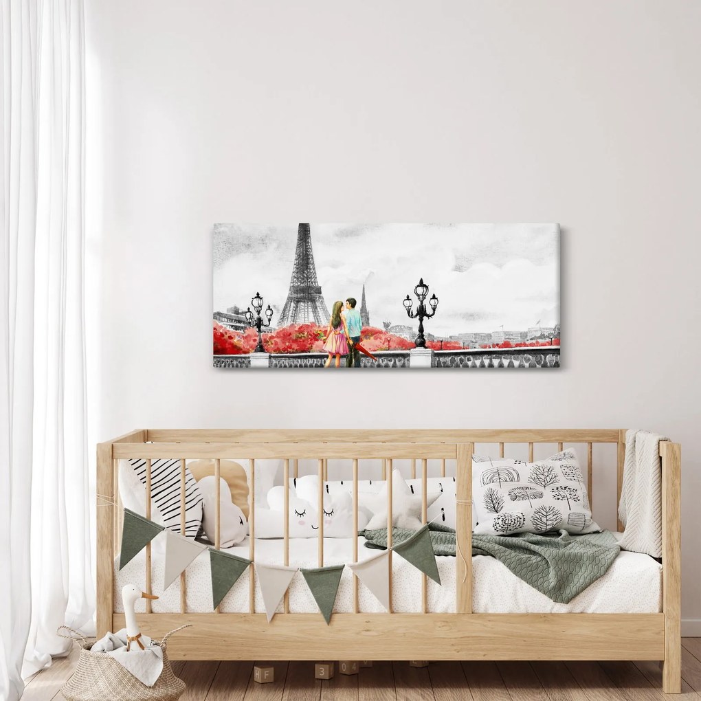 Obraz - Milenci v Paríži (120x50 cm)
